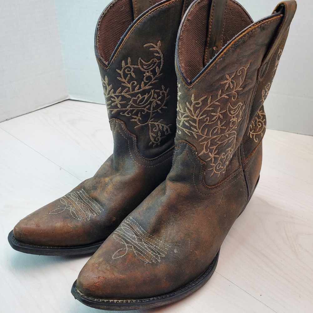 Dan Post Childrens Cowgirl Boots‎ Size 6 D Brown Leather Western Embroidery